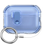 Transparentný obal so zapínaním a karabínou pre AirPods Pro 3 - modrý