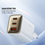 Toocki TCT65 rýchlonabíjací adaptér s portmi 2x USB-C / USB-A - 65W - biely