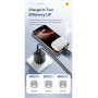 ESSAGER ES-CD54 mini rýchlonabíjací adaptér s portmi USB-C / USB-A - 20W - čierny