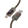 ESSAGER Crystal Clear pletený nabíjací a dátový kábel - USB-A na USB-C - 2 m - hnedý