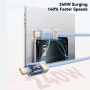 ESSAGER Crystal Clear opletený nabíjací a dátový kábel - USB-C na USB-C - 1 m - modrofialový