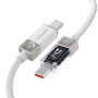 ESSAGER Crystal Clear opletený nabíjací a dátový kábel - USB-C na USB-C - 1 m - biely