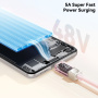 ESSAGER Crystal Clear opletený nabíjací a dátový kábel - USB-C na USB-C - 1 m - biely