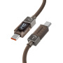 ESSAGER Crystal Clear opletený nabíjací a dátový kábel - USB-C na USB-C - 1 m - hnedý