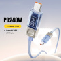 ESSAGER Crystal Clear pletený nabíjací a dátový kábel - USB-C na USB-C - 2 m - hnedý