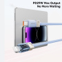 ESSAGER Crystal Clear opletený nabíjací a dátový kábel - USB-C na Lightning - 1 m - modrofialový