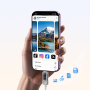 ESSAGER Crystal Clear opletený nabíjací a dátový kábel - USB-C na Lightning - 1 m - modrofialový