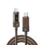 ESSAGER Crystal Clear opletený nabíjací a dátový kábel - USB-C na Lightning - 1 m - hnedý