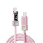 ESSAGER Crystal Clear opletený nabíjací a dátový kábel - USB-C na Lightning - 1 m - ružový