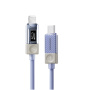 ESSAGER Crystal Clear opletený nabíjací a dátový kábel - USB-C na Lightning - 2 m - modrofialový