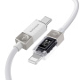 ESSAGER Crystal Clear opletený nabíjací a dátový kábel - USB-C na Lightning - 2 m - biely