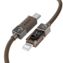 ESSAGER Crystal Clear pletený nabíjací a dátový kábel - USB-C na Lightning - 2 m - hnedý