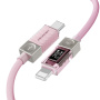 ESSAGER Crystal Clear opletený nabíjací a dátový kábel - USB-C na Lightning - 2 m - ružový