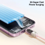 ESSAGER Crystal Clear opletený nabíjací a dátový kábel - USB-C na Lightning - 2 m - ružový
