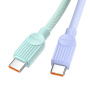 ESSAGER ES-X73 opletaný nabíjací a dátový kábel - USB-C na USB-C - 2 m - zeleno-ružový