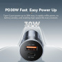 ESSAGER ES-CC24 autonabíjačka s portmi USB-C / USB-A - 30W - čierna