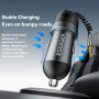 ESSAGER ES-CC20 Bluetooth FM transmitter do auta s portmi USB-C / USB-A a káblom 3,5 mm jack - 35W - sivý