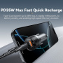 ESSAGER ES-CC20 Bluetooth FM transmitter do auta s portmi USB-C / USB-A a káblom 3,5 mm jack - 35W - sivý