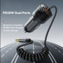 ESSAGER ES-CC20 Bluetooth FM transmitter do auta s portmi USB-C / USB-A a káblom 3,5 mm jack - 35W - sivý