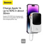 Baseus QPow Pro powerbanka s integrovaným káblom Lightning a portami USB-C / USB-A - 10 000 mAh - biela