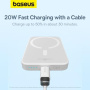 Baseus Magnetic Mini Air bezdrôtová MagSafe powerbanka s portom USB-C - 6 000 mAh - biela