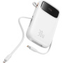 Baseus QPow2 powerbanka s integrovanými káblami USB-C a portami USB-C / USB-A - 10 000 mAh - biela