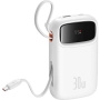Baseus QPow2 powerbanka s integrovanými káblami USB-C a portami USB-C / USB-A - 10 000 mAh - biela