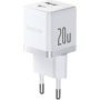 Baseus Vreckový nabíjací adaptér s portami USB-C / USB-A - 20W - biely