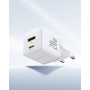 Baseus Vreckový nabíjací adaptér s portami USB-C / USB-A - 20W - biely