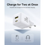 Baseus Vreckový nabíjací adaptér s portami USB-C / USB-A - 20W - biely