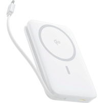Baseus PicoGo Qi2 bezdrôtová MagSafe powerbanka s integrovaným USB-C káblom a USB-C portom - 10 000 mAh - biela