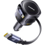 Baseus Enjoyment Max súprava autonabíjačky s portami USB-C / USB-A a výsuvnými káblami USB-C - 90W - 0,8 m - čierna