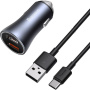 Baseus Golden Contactor Pro sada autonabíjačky s portami 2x USB-A a kábla USB-A na USB-C - 40W - tmavošedá