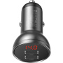 Baseus Digitálny displej autonabíjačka s portami 2x USB-A - 24W - tmavosivá