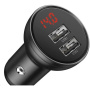 Baseus Digitálny displej autonabíjačka s portami 2x USB-A - 24W - tmavosivá