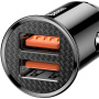 Baseus Kruhová plastová autonabíjačka s portami 2x USB-A - 30W - čierna