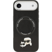 Karl Lagerfeld Karl a Choupette hlavy a špendlíky kryt s MagSafe pre iPhone Air - čierny