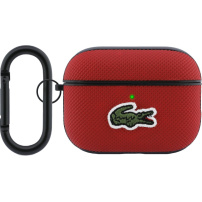 Lacoste Petit Pique Croc Logo Patch obal s karabínou pre AirPods Pro 3 - červený