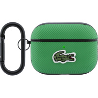Lacoste obal s nášivkou s krokodílím logom a piké vzorom pre AirPods Pro 3 - zelený