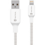 Tactical Stehová niť opletený nabíjací a dátový kábel - USB-A na Lightning - 1 m - biely