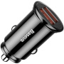 Baseus Kruhová plastová autonabíjačka s portami 2x USB-A - 30W - čierna