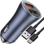 Baseus Golden Contactor Pro sada autonabíjačky s portami 2x USB-A a kábla USB-A na USB-C - 40W - tmavošedá