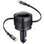 Baseus Enjoyment Max súprava autonabíjačky s portami USB-C / USB-A a výsuvnými káblami USB-C - 90W - 0,8 m - čierna