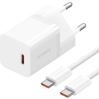 Baseus GaN5 sada adaptéru s USB-C portom a káblom USB-C na USB-C - 30W - 1 m - biela