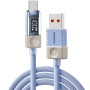 ESSAGER Crystal Clear opletený nabíjací a dátový kábel - USB-A na USB-C - 1 m - modrofialový