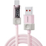 ESSAGER Crystal Clear opletený nabíjací a dátový kábel - USB-A na USB-C - 2 m - ružový