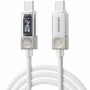 ESSAGER Crystal Clear opletený nabíjací a dátový kábel - USB-C na USB-C - 1 m - biely