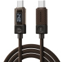 ESSAGER Crystal Clear opletený nabíjací a dátový kábel - USB-C na USB-C - 1 m - hnedý