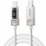 ESSAGER Crystal Clear opletený nabíjací a dátový kábel - USB-C na Lightning - 1 m - biely