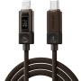 ESSAGER Crystal Clear opletený nabíjací a dátový kábel - USB-C na Lightning - 1 m - hnedý